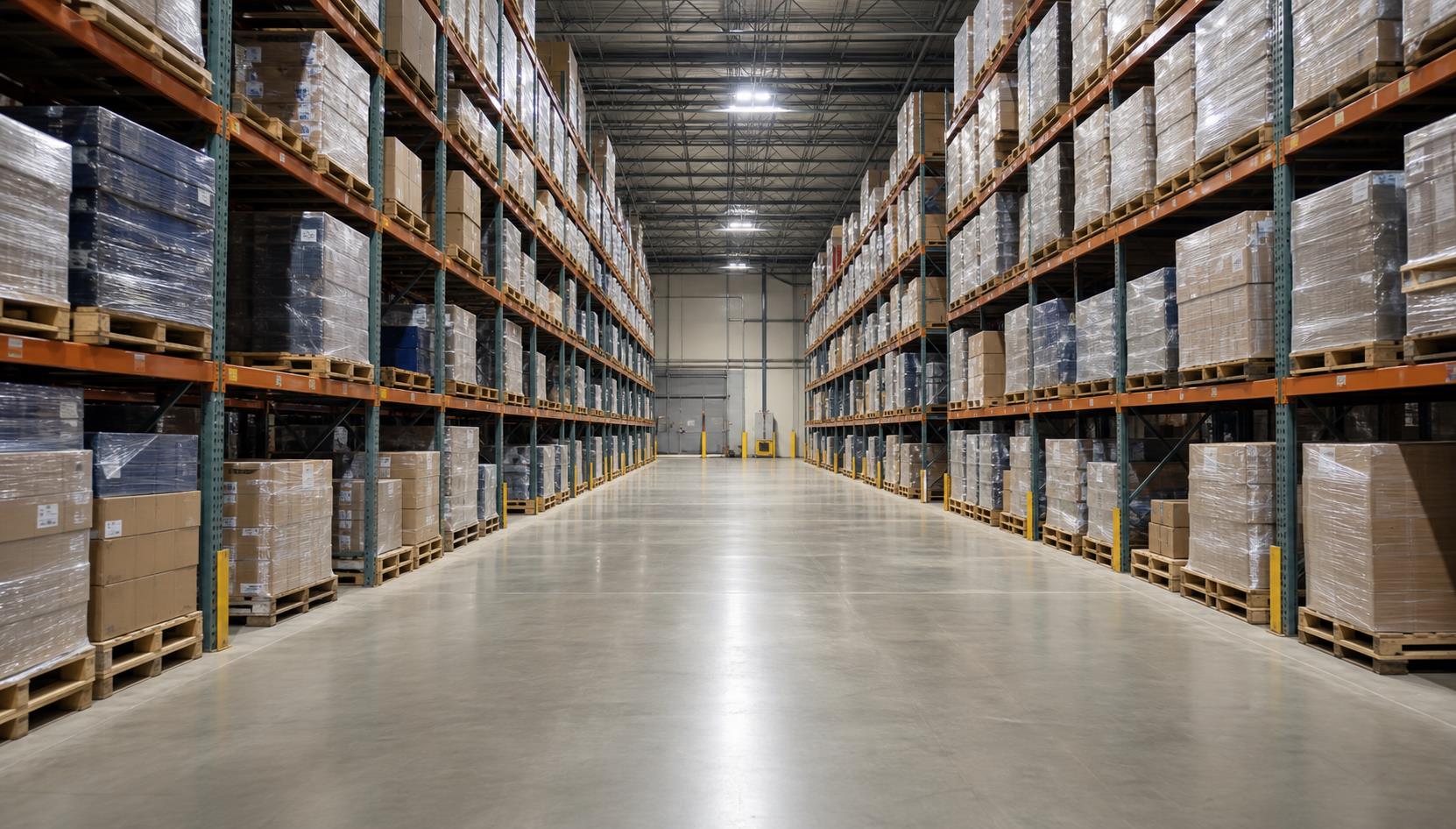 Warehouse interior with storage space
